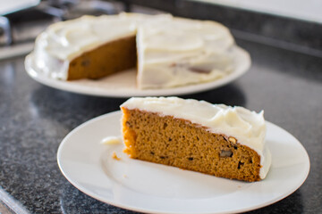 Delicious piece of carrot cake