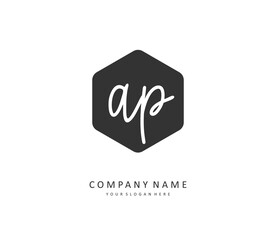 AP Initial letter handwriting and signature logo. A concept handwriting initial logo with template element.