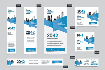 City Background Corporate Web Banner Template in multiple sizes. Easy to adapt to Brochure, Annual Report, Magazine, Poster, Corporate Advertising media, Flyer, Website.