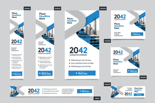 City Background Corporate Web Banner Template in multiple sizes. Easy to adapt to Brochure, Annual Report, Magazine, Poster, Corporate Advertising media, Flyer, Website.