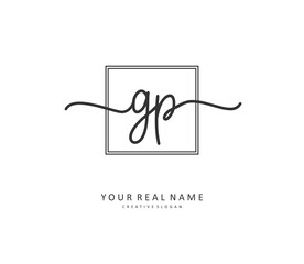 GP Initial letter handwriting and signature logo. A concept handwriting initial logo with template element.