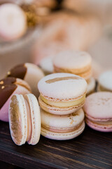 Fresh macaroons dessert on a sweet table.