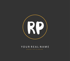 RP Initial letter handwriting and signature logo. A concept handwriting initial logo with template element.