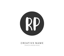 RP Initial letter handwriting and signature logo. A concept handwriting initial logo with template element.