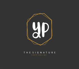 YP Initial letter handwriting and signature logo. A concept handwriting initial logo with template element.