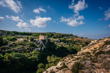 Fototapeta na wymiar view of the mountains of island in Malta
