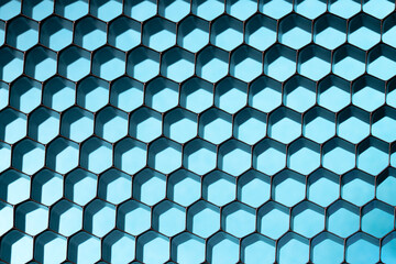 Hexagonal  industrial abstract on blue background  . Honeycomb concept.