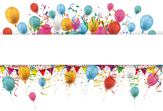 Party Banner mit Luftballons und Konfetti