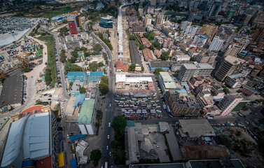 Aerial view of Dar Es Salaam capital of Tanzania in Africa