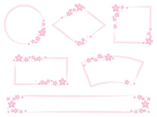 和風　桜のフレームセット（白背景）