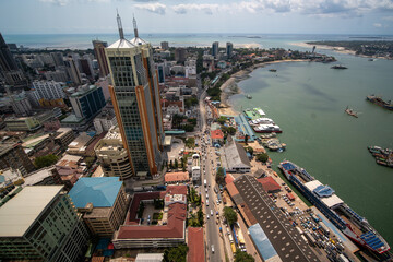 Obraz premium Aerial view of Dar Es Salaam capital of Tanzania in Africa