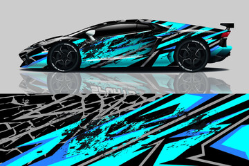 Car wrap graphic racing abstract background for wrap and vinyl sticker - obrazy, fototapety, plakaty
