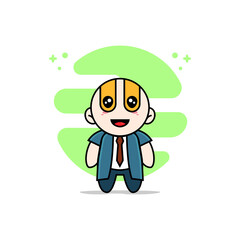 Cute businessman character wearing superhero costume.