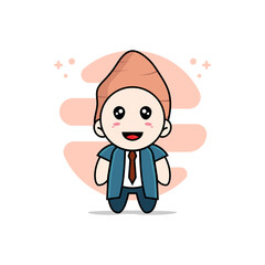 Cute businessman character wearing yam costume
