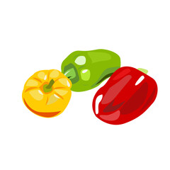 Sweet peppers of yellow and red and green colors