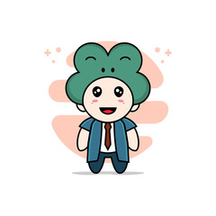 Cute businessman character wearing frog costume.