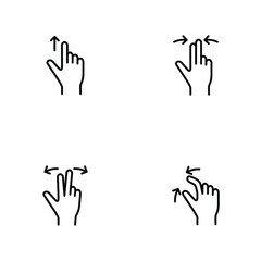 Touchscreen gesture icons for smartphones. icon set for a mobile app or user interface. Vector illustration on background. color editable eps 10