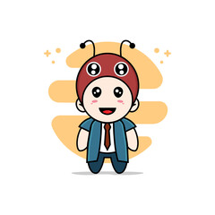 Cute businessman character wearing dragonfly costume.