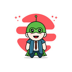Cute businessman character wearing superhero costume.