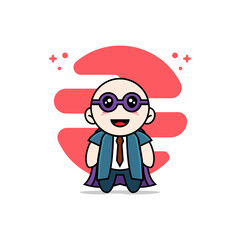 Cute businessman character wearing superhero costume.