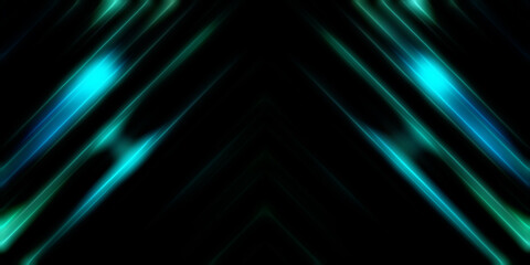 Fototapeta premium Abstract shining geometric lights background. Fractal symmetric graphic illustration. Intersecting glowing and shimmering bars.