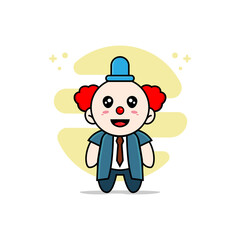 Cute businessman character wearing clown costume
