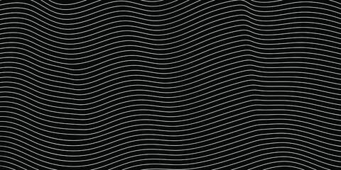 Modern white wave stripes on black background Abstract lines Vector Illustration