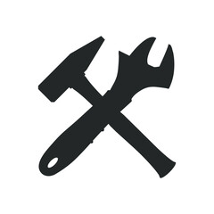Wrench and hammer icon isolated on white background Vector illustration