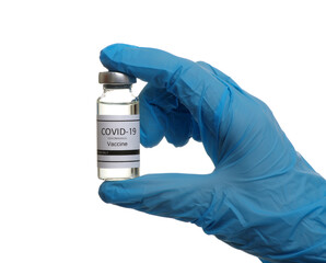 Coronavirus vaccine in doctor`s hand isolated on a white background.
