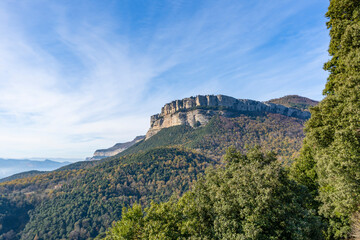 Mountain landscape, picturesque forest , rural scenery in collsacabra from Sant Joan de Fabregues...