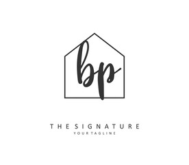 BP Initial letter handwriting and signature logo. A concept handwriting initial logo with template element.