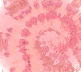 Hippie Water Effects. Batik Texture for Textile Fabric. Circle Print. Pink Tie Dye Swirl. Tie Die Circular Pattern. Abstract Design with Watercolor Spiral. Artistic Painting. Red Tie Dye Swirl.