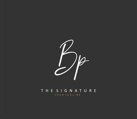 BP Initial letter handwriting and signature logo. A concept handwriting initial logo with template element.
