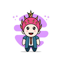 Cute businessman character wearing Dragon fruit costume.