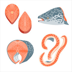 Salmon parts and bellies