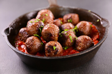 grilled beef meatballs with tomato sauce