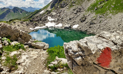 View on Laufbichlsee in the alpes in Germany near HIndelanger ferrata