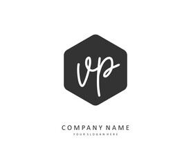 VP Initial letter handwriting and signature logo. A concept handwriting initial logo with template element.