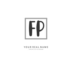FP Initial letter handwriting and signature logo. A concept handwriting initial logo with template element.