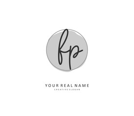 FP Initial letter handwriting and signature logo. A concept handwriting initial logo with template element.