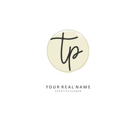 TP Initial letter handwriting and signature logo. A concept handwriting initial logo with template element.