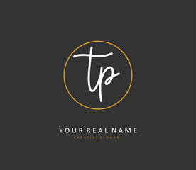 TP Initial letter handwriting and signature logo. A concept handwriting initial logo with template element.