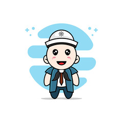 Cute businessman character wearing sailor costume.