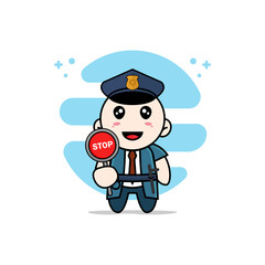 Cute businessman character wearing police costume.