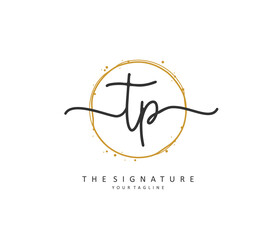 TP Initial letter handwriting and signature logo. A concept handwriting initial logo with template element.