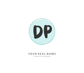 DP Initial letter handwriting and signature logo. A concept handwriting initial logo with template element.