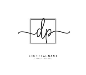 DP Initial letter handwriting and signature logo. A concept handwriting initial logo with template element.