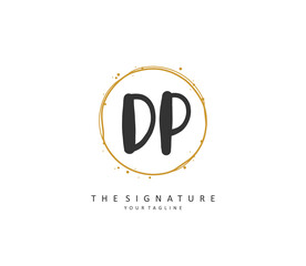 DP Initial letter handwriting and signature logo. A concept handwriting initial logo with template element.