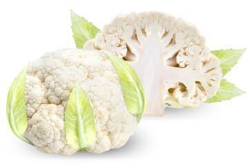 Fresh Cauliflower isolated on white background, Cauliflower on White Background With clipping path.
