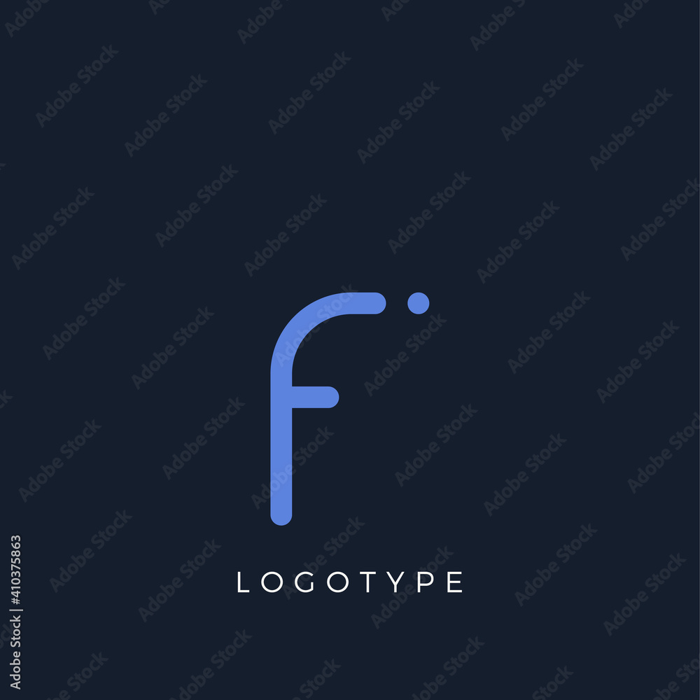 Poster minimalist letter f with dots, awesome monogram. lowercase letter for modern and creative logo conce